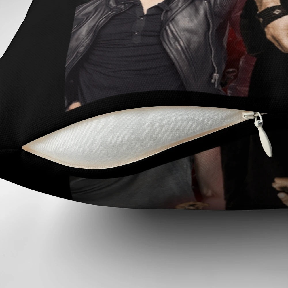 Damon Salvatore, the iconic vampire from The Vampire Diaries, printed on a plush and comfortable pillow.