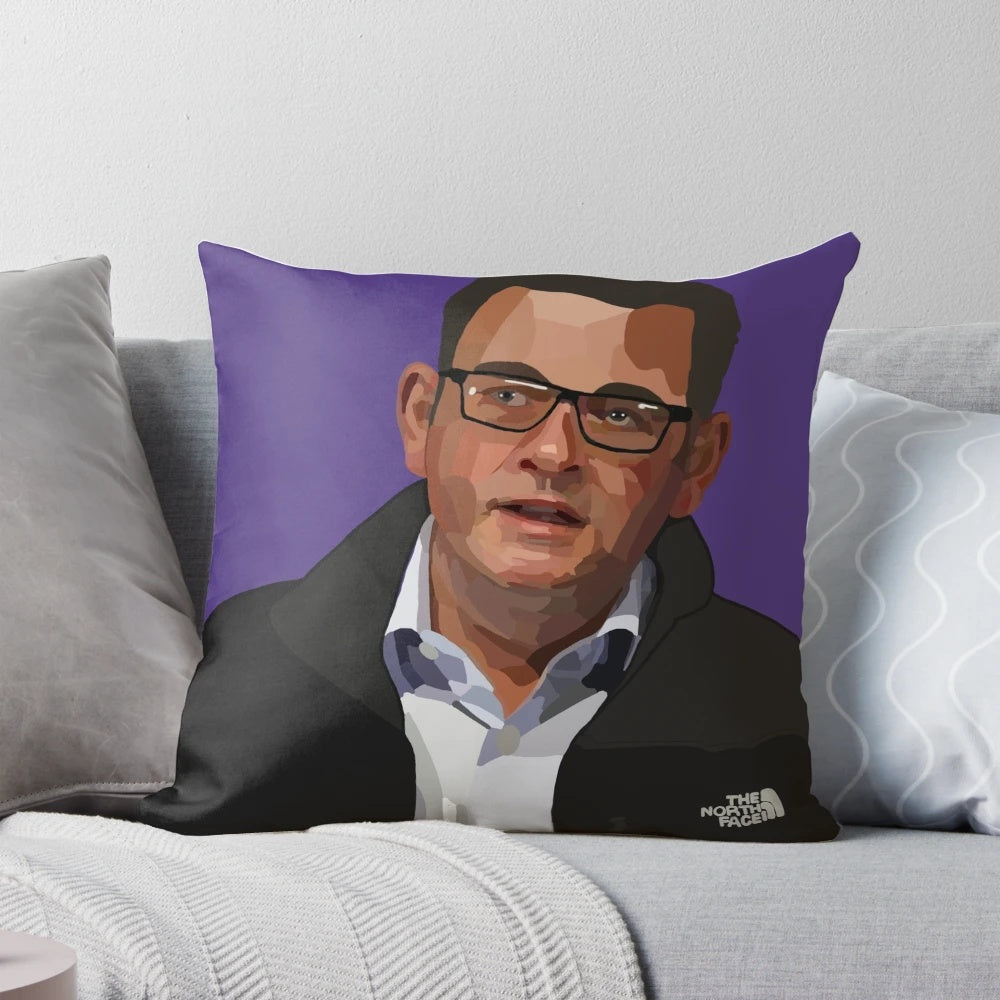 Pillow Pod featuring portrait of Dan Andrews, Premier of Victoria, Australia during the COVID-19 lockdowns.