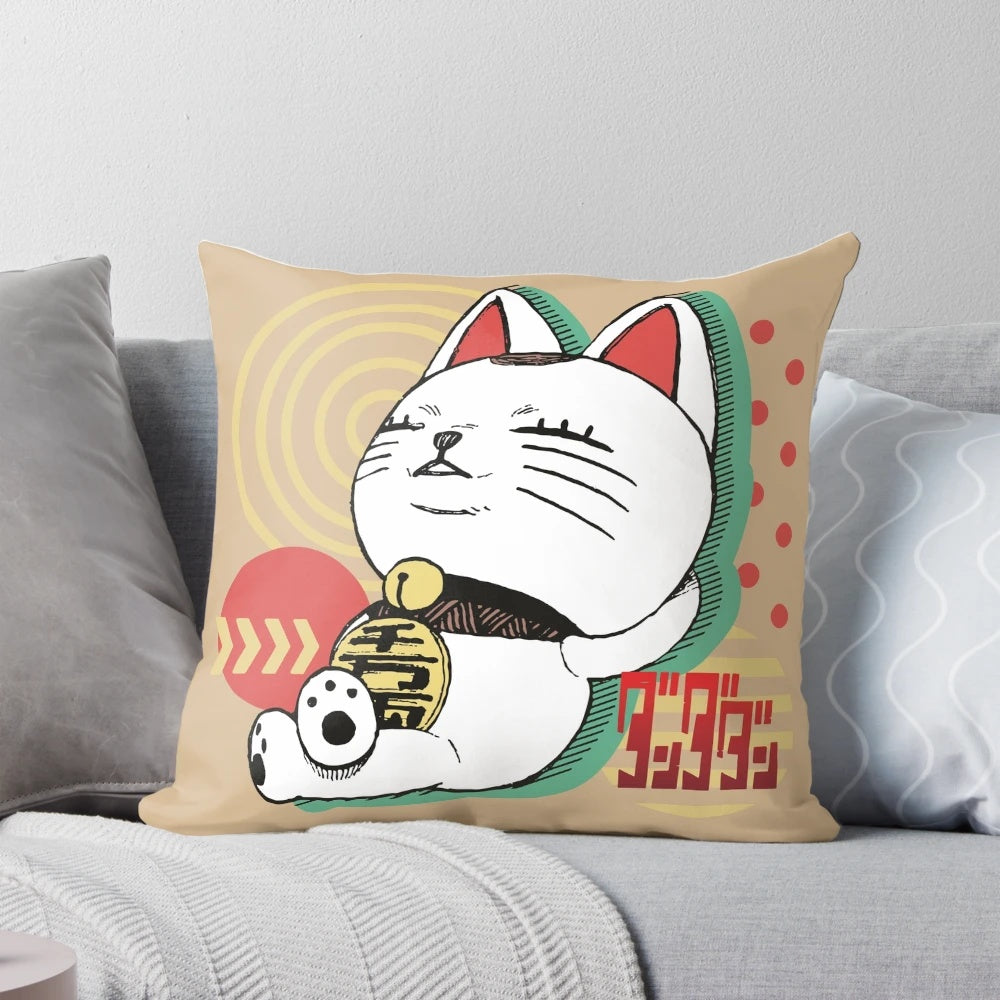 Dandadan anime-themed lucky granny pillow with cute cat design