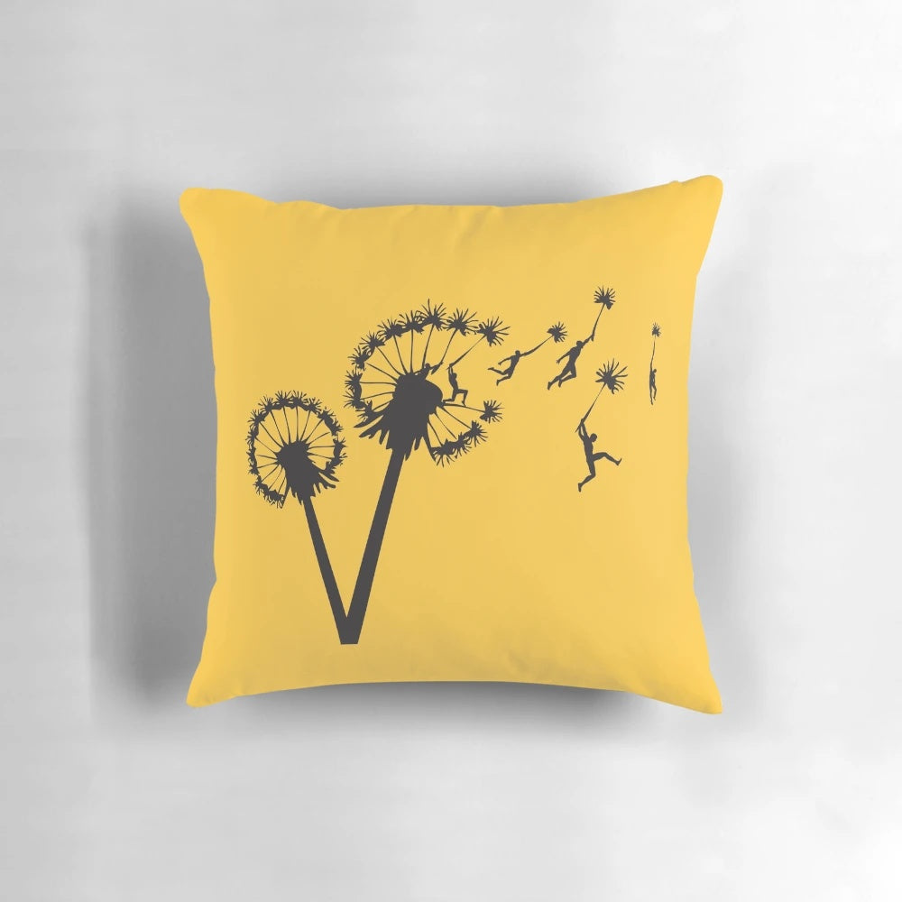 Dandelion People Flight Pillow featuring a whimsical silhouette design