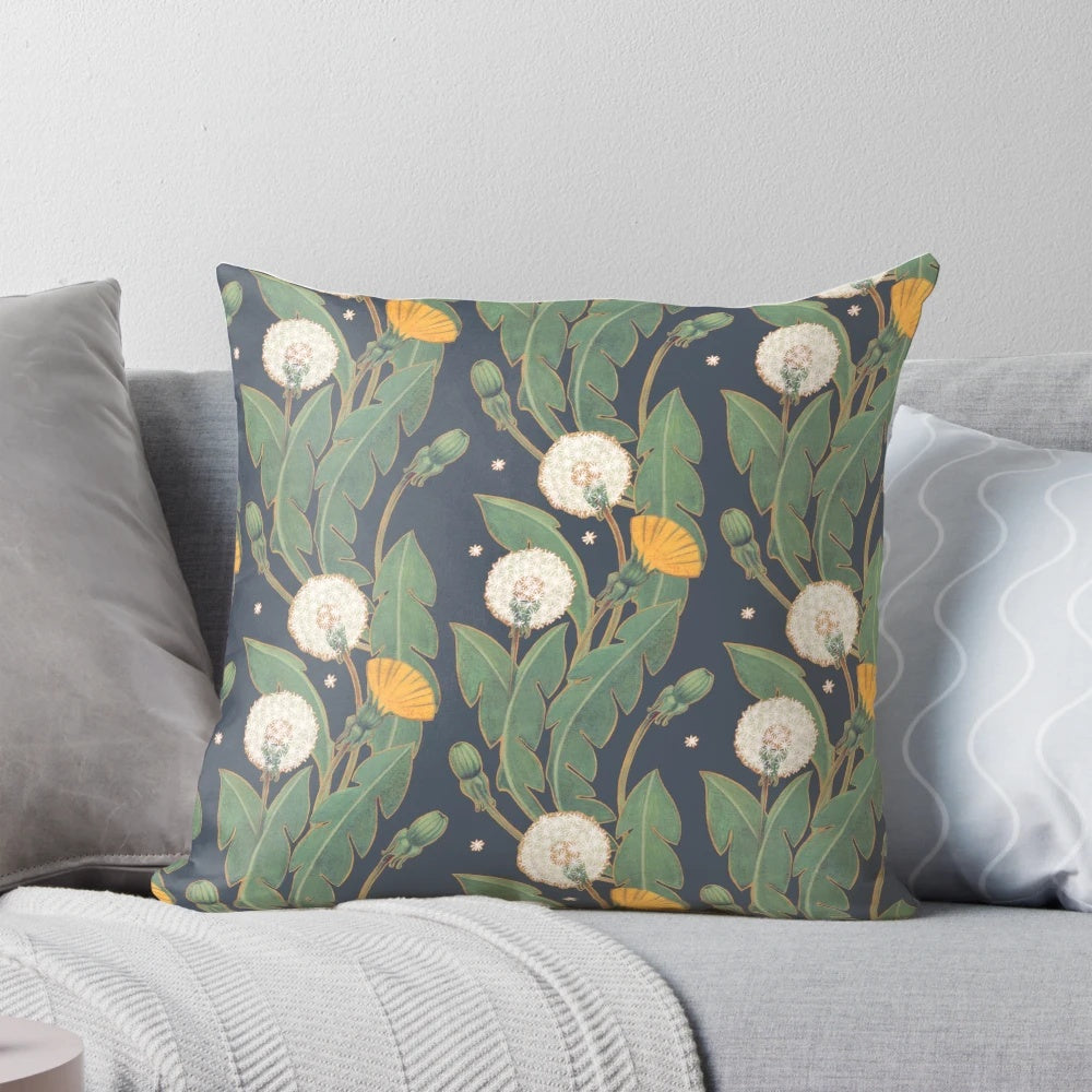 Soft, comfortable pillow cover featuring a beautiful dandelion seamless pattern design.