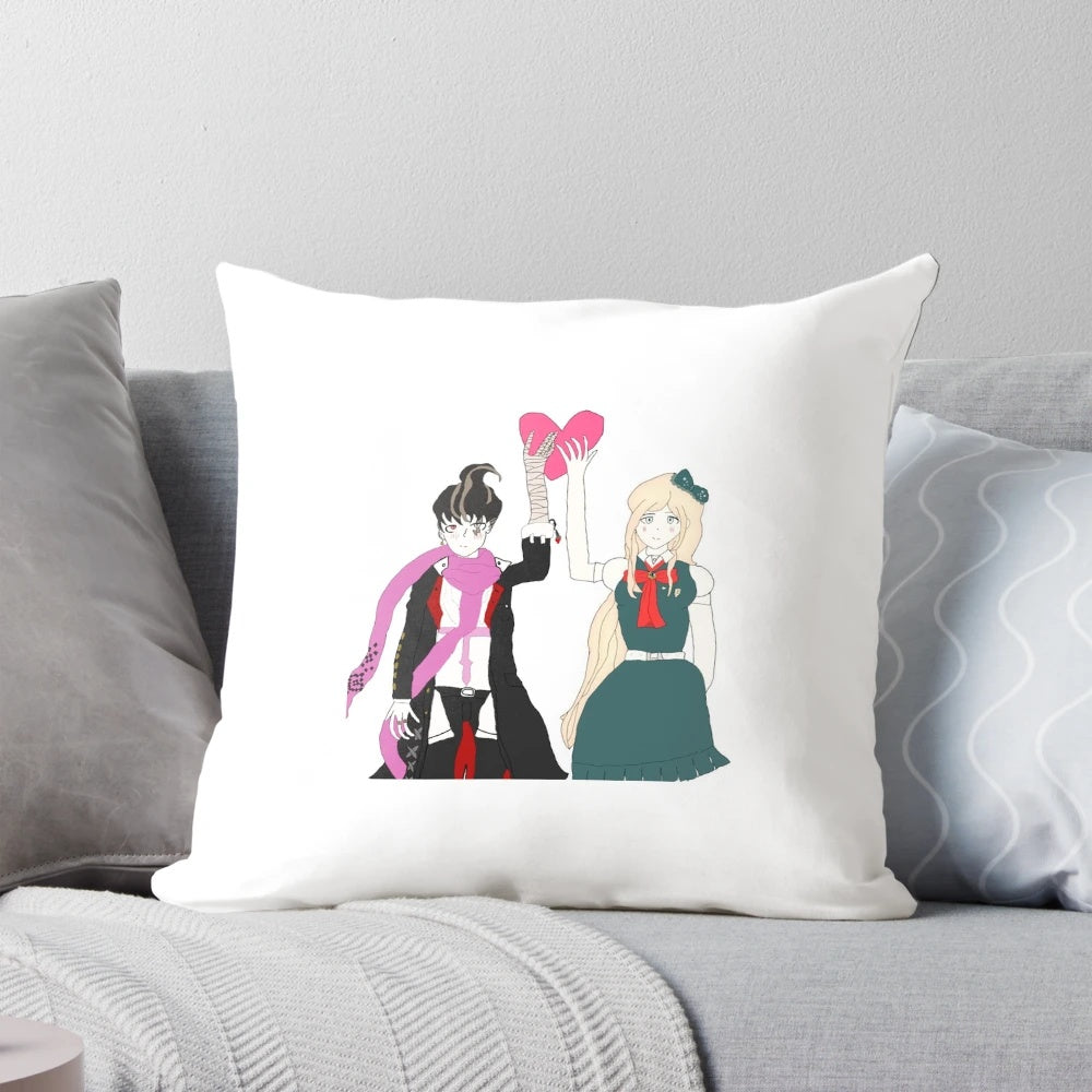 Sonia and Gundham from Danganronpa 2 on a colorful, high-quality pillow
