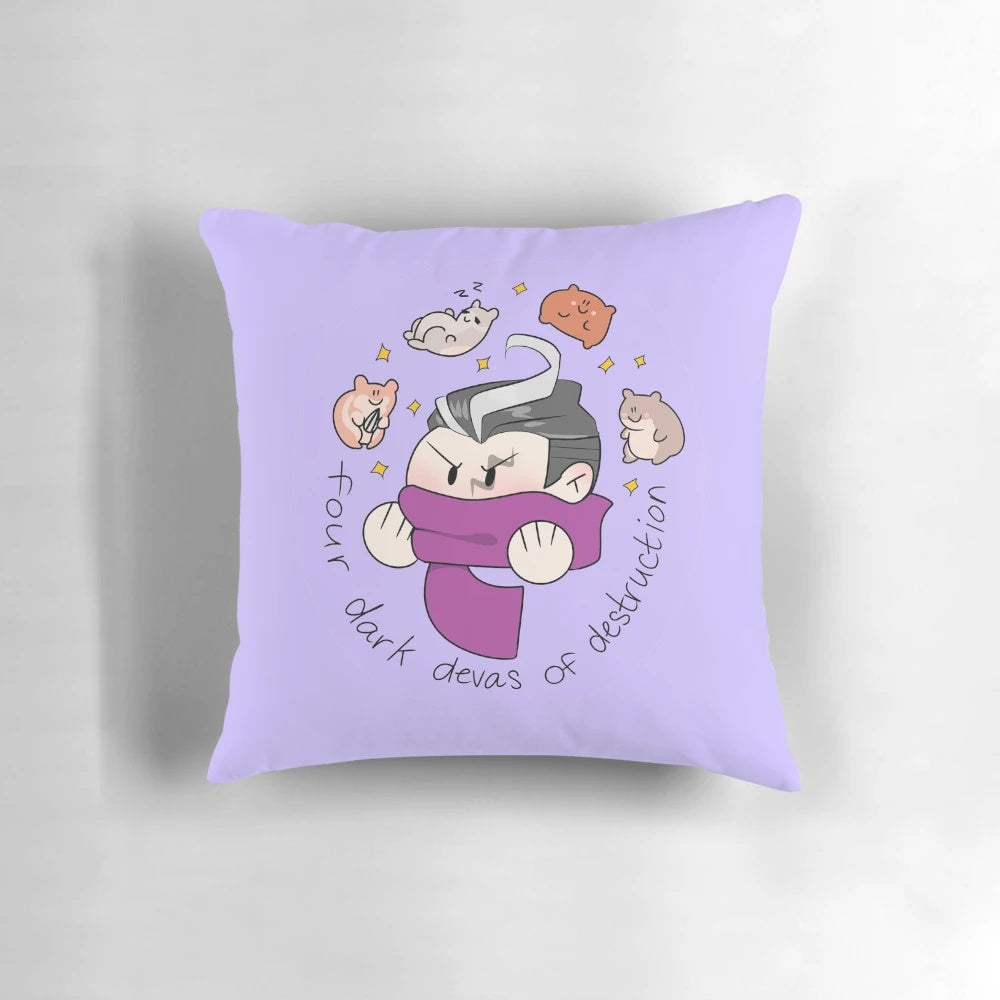 Danganronpa pillow featuring Gundham Tanaka and his Four Dark Devas