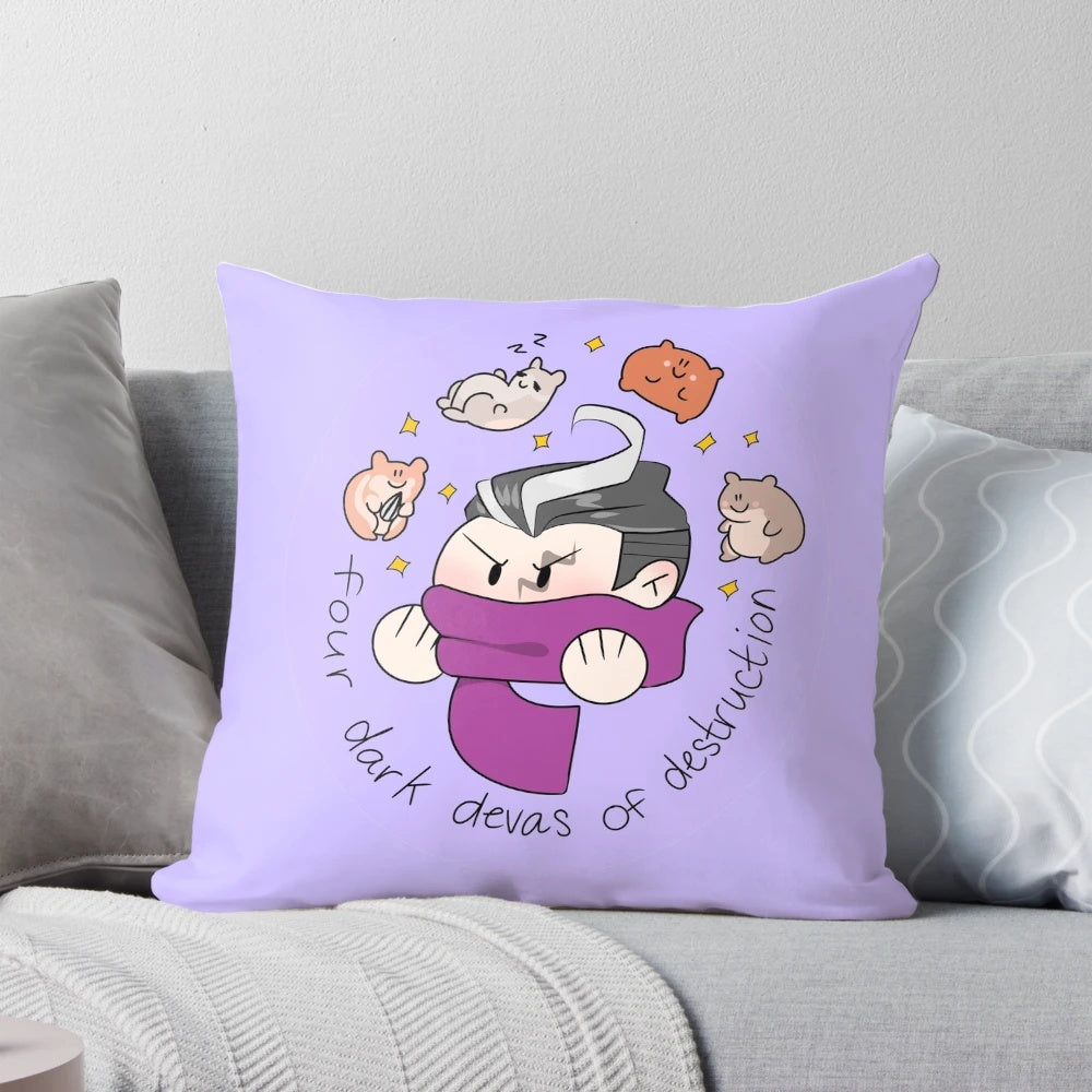 Danganronpa pillow featuring Gundham Tanaka and his Four Dark Devas