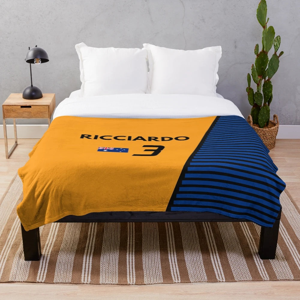 Daniel Ricciardo inspired plush blanket for F1 racing fans