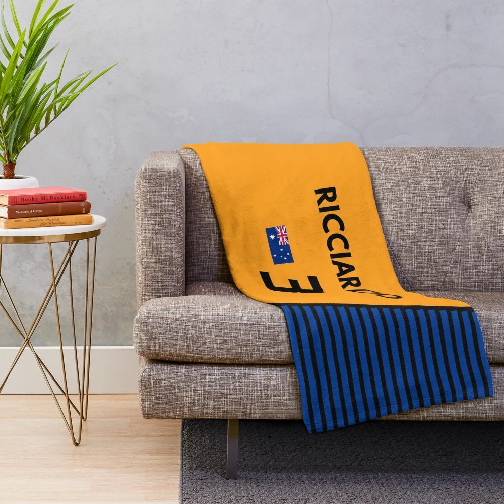 Daniel Ricciardo inspired plush blanket for F1 racing fans