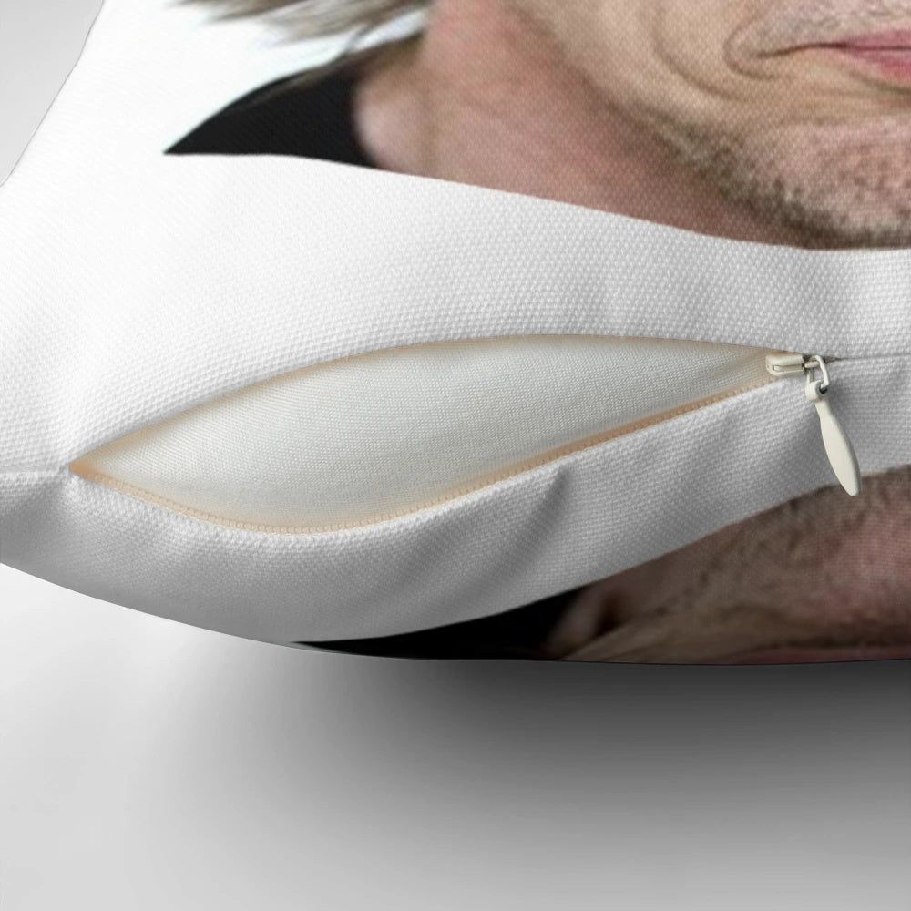 Pillow featuring a humorous Steve Buscemi meme design
