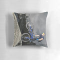 A plush pillow featuring the legendary trials rider Danny MacAskill and his signature tricks.