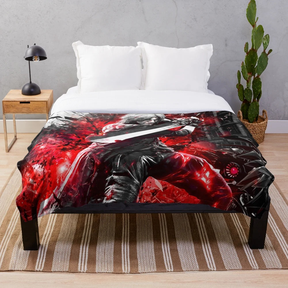 Soft, cozy plush blanket featuring Dante from the video game Devil May Cry 5