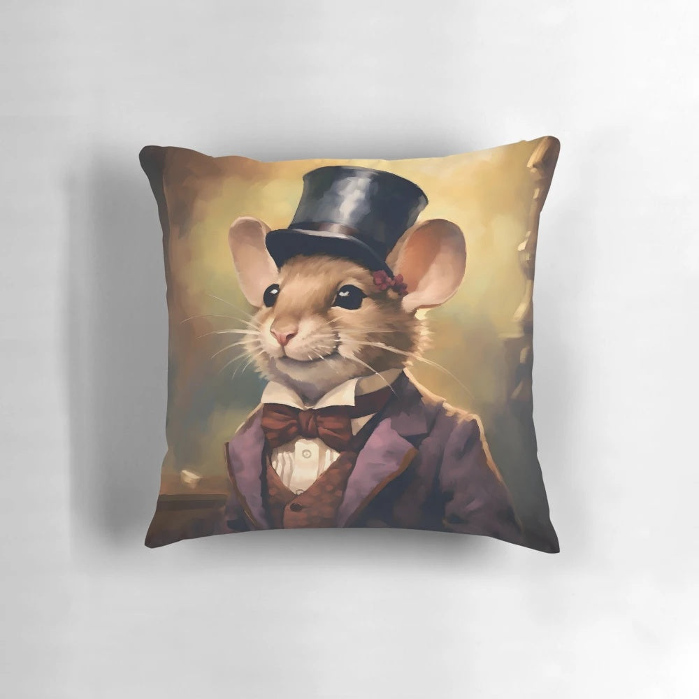 Artistic portrait illustration of a mouse in a suit and tie, perfect for office and home decor.