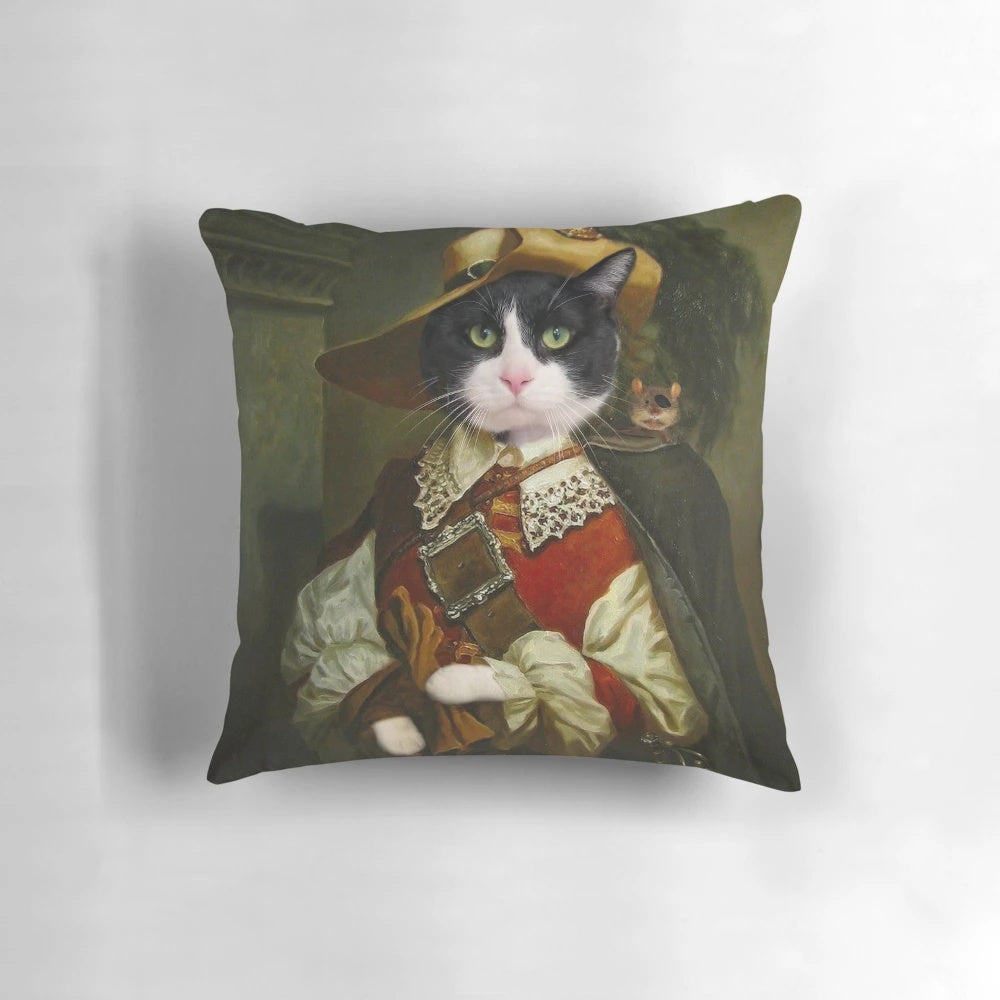 A charming portrait of a tuxedo cat dressed in a dapper outfit, conveying a sense of old-world elegance.
