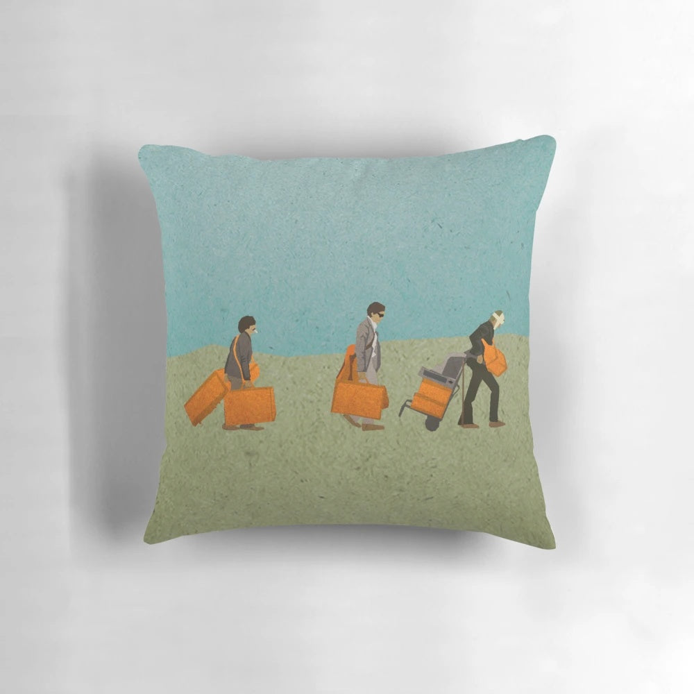 Darjeeling Limited inspired decorative pillow with Wes Anderson's signature style