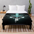 Dark and mysterious plush blanket with occult and demonic design elements