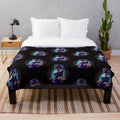 Dark plush blanket with Wednesday Addams design