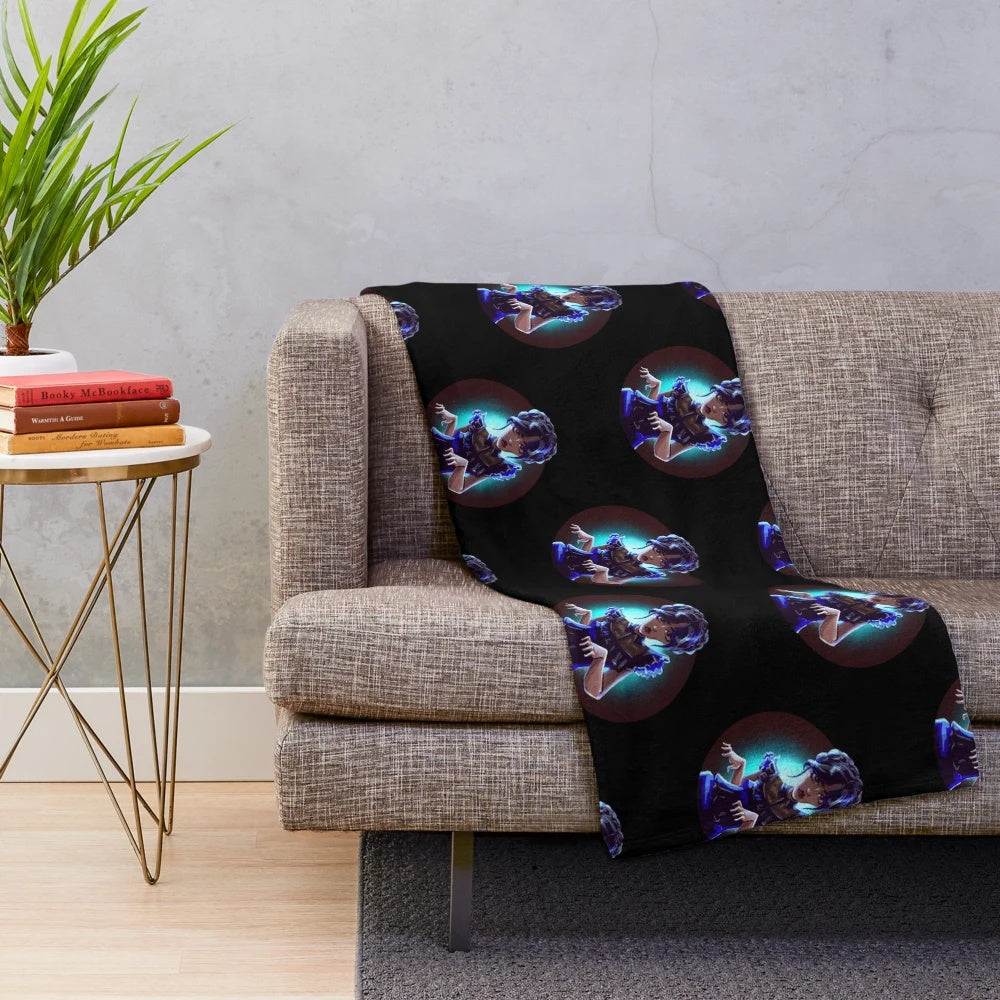 Dark plush blanket with Wednesday Addams design