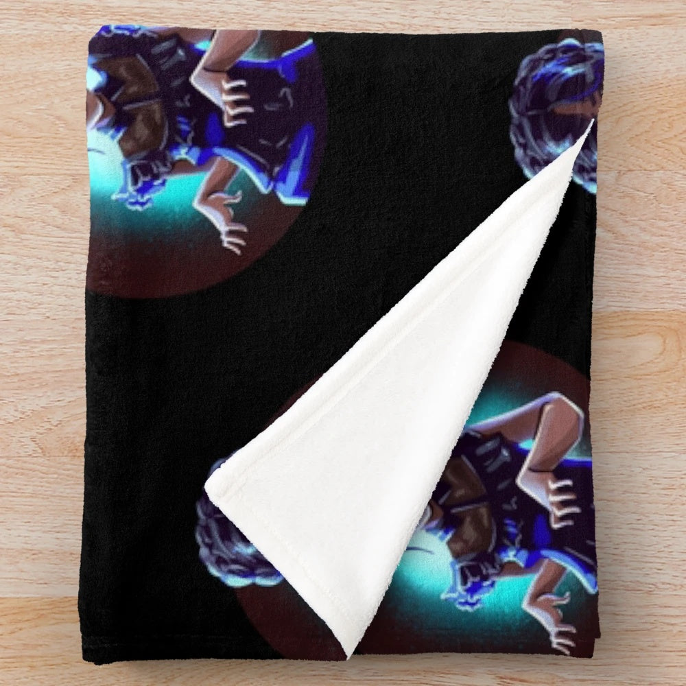 Dark plush blanket with Wednesday Addams design