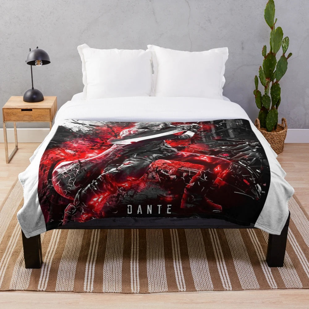 Dark plush blanket featuring Dante from the Devil May Cry video game series