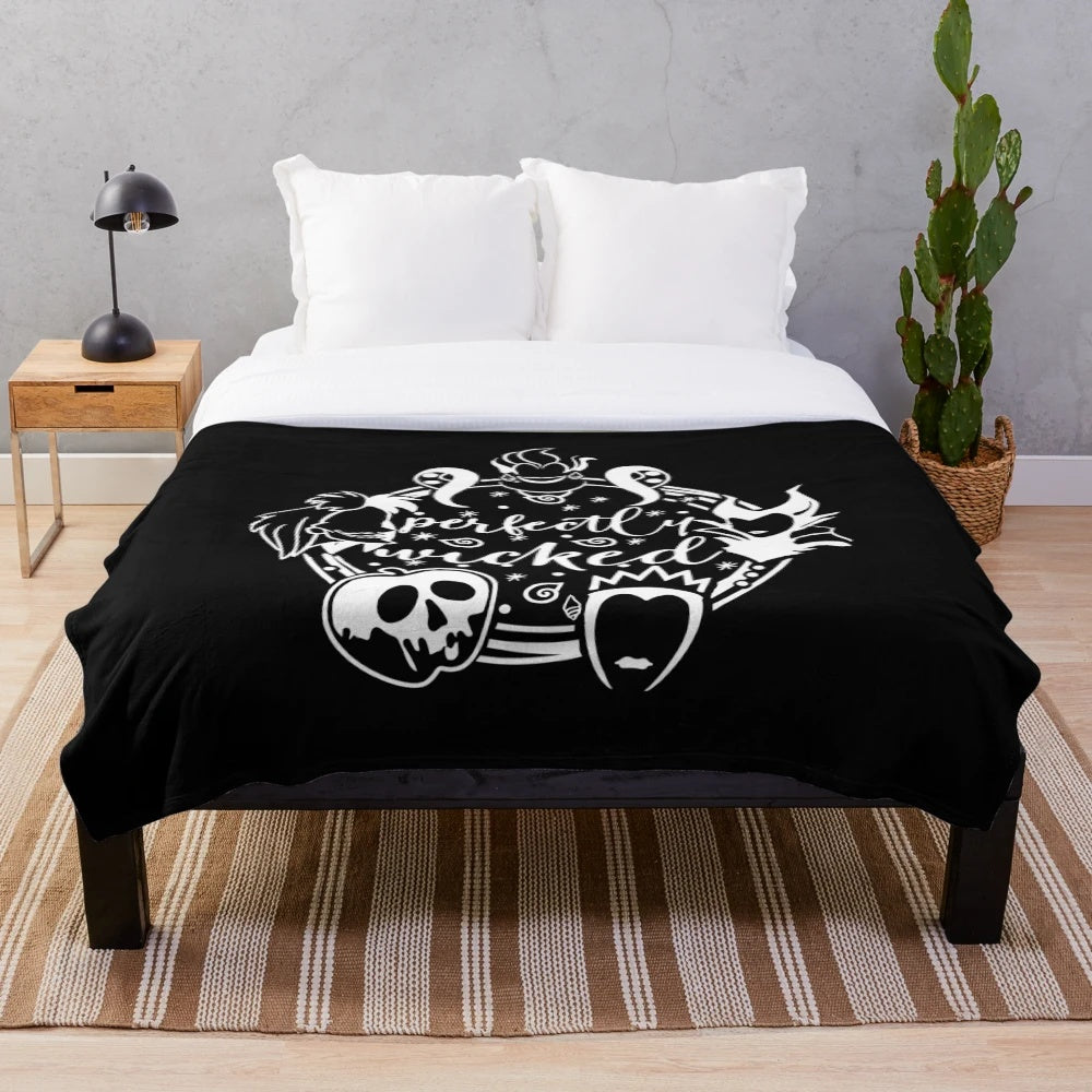 Dark and enchanting Disney-inspired plush blanket featuring Disney villains