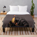 Dark fantasy plush blanket with clover knight and anime girl design