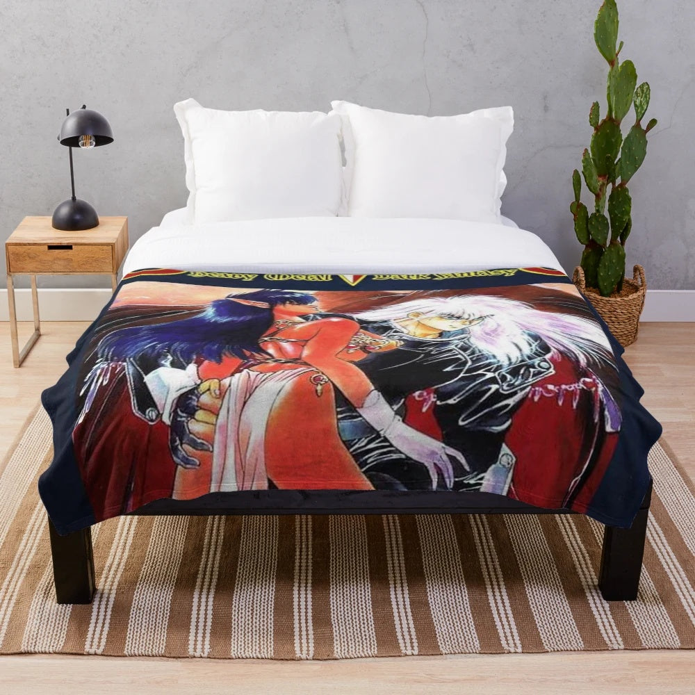Dark fantasy anime plush blanket with gothic design