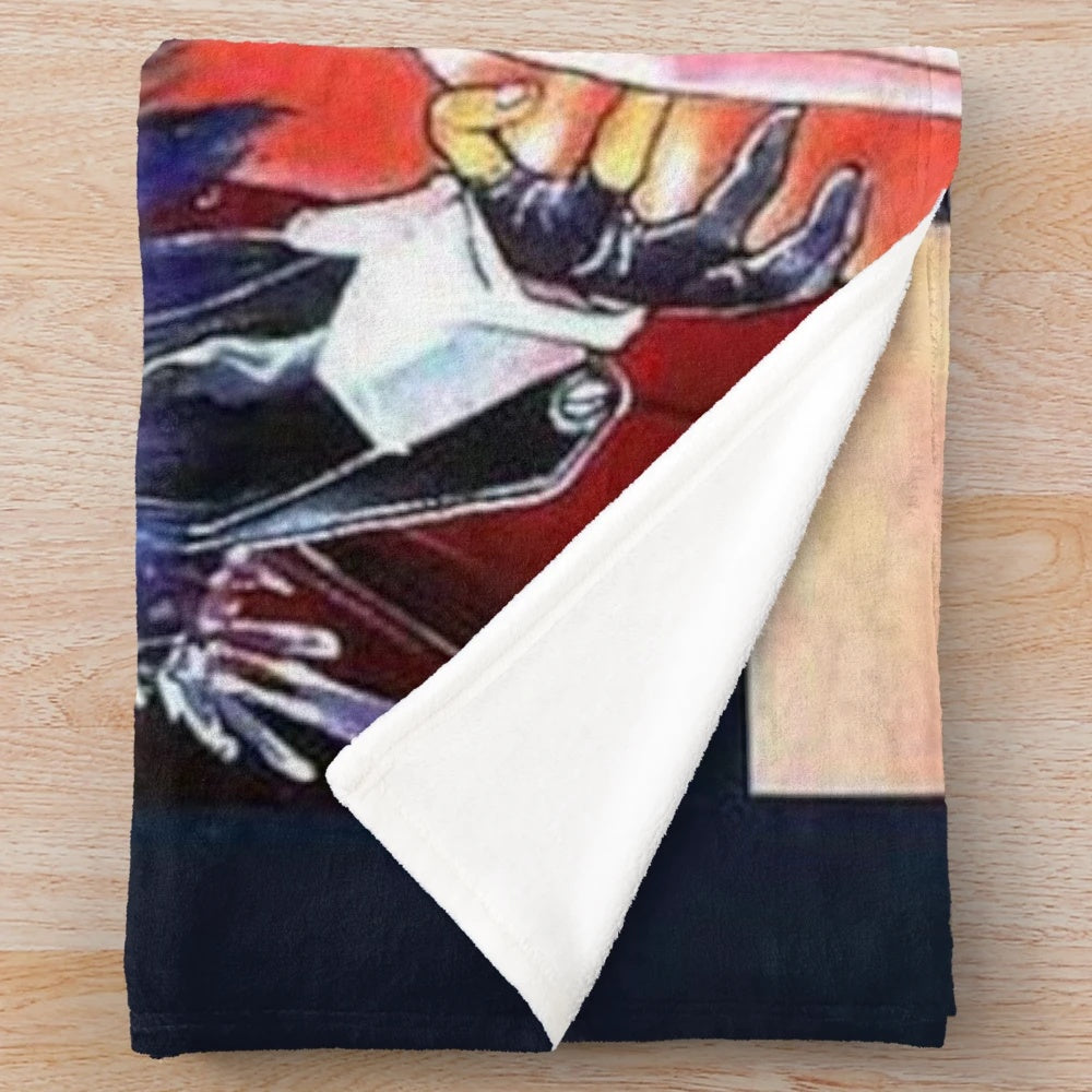 Dark fantasy anime plush blanket with gothic design