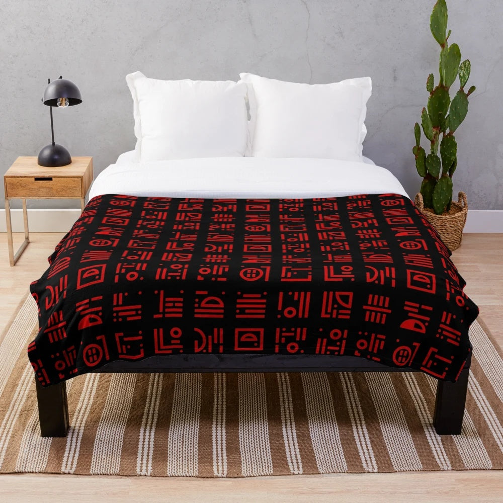 Blade vampire glyphs square plush blanket with dark fantasy design