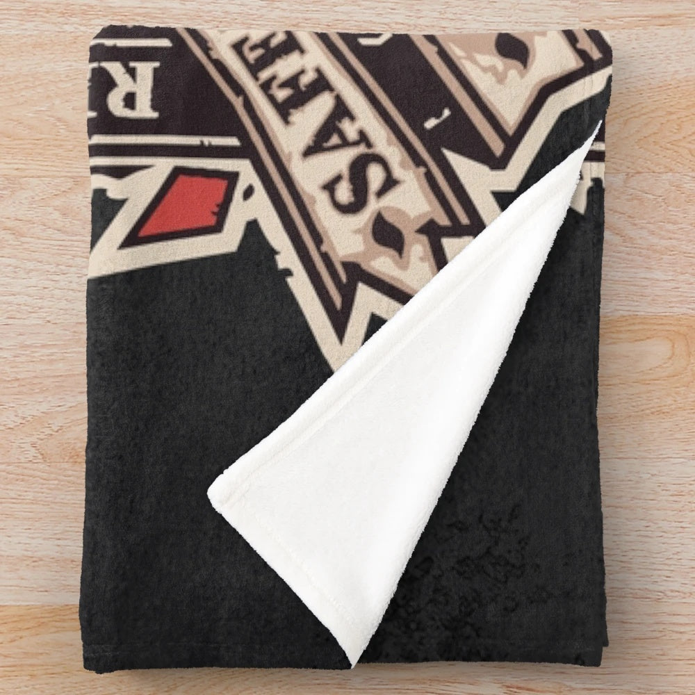 Dark Souls inspired plush blanket with bonfire emblem and curse souls design
