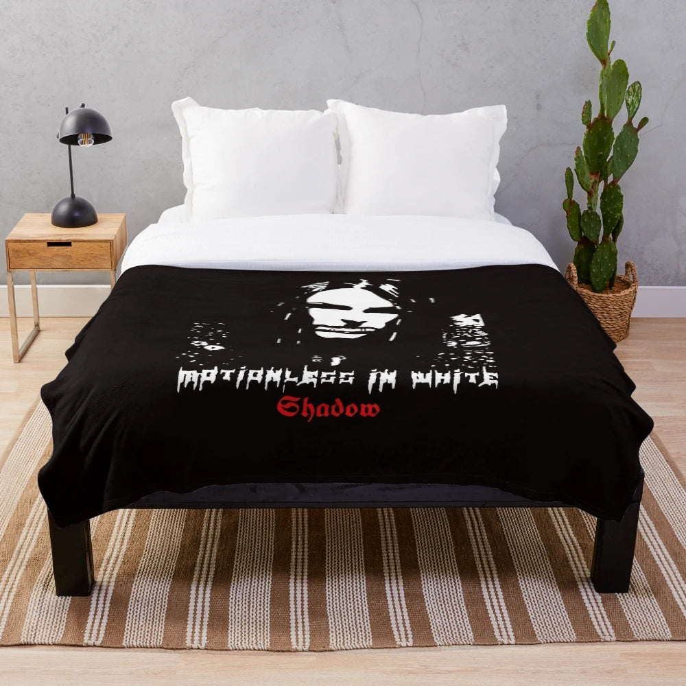 Dark goth metal plush blanket featuring Chris Motionless from the band Motionless in White