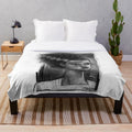 Black and white plush blanket featuring a gothic bride design