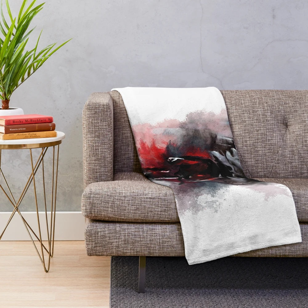 The Crow plush blanket featuring the iconic crow imagery