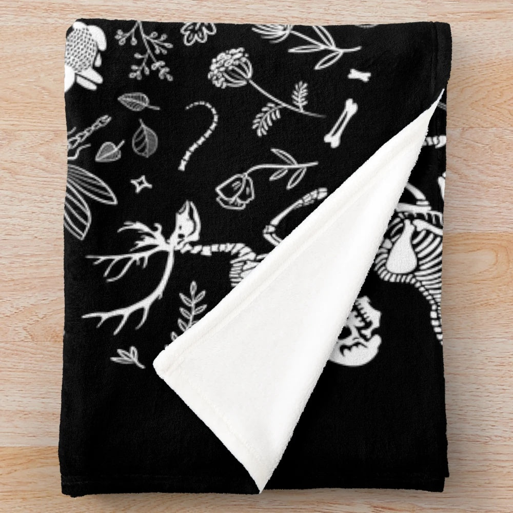 Dark gothic tapestry print plush blanket for cozy home decor