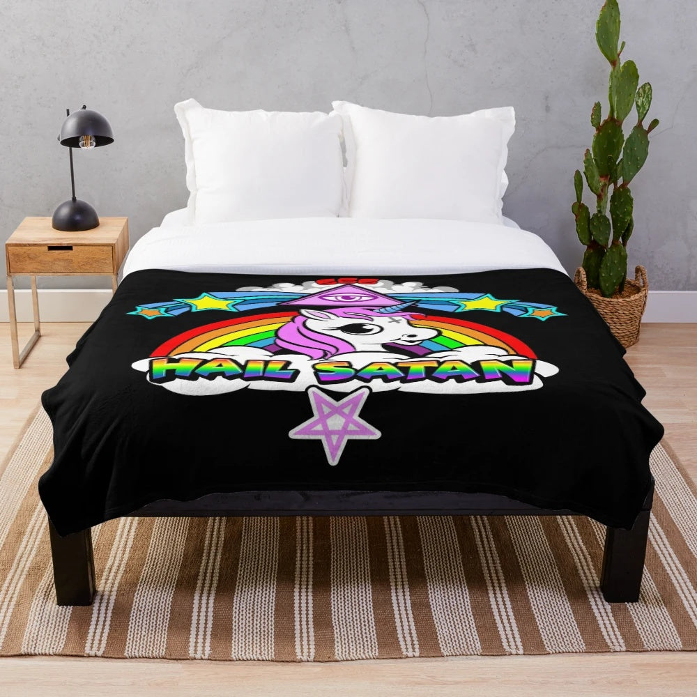 Dark satanic plush blanket with demonic design