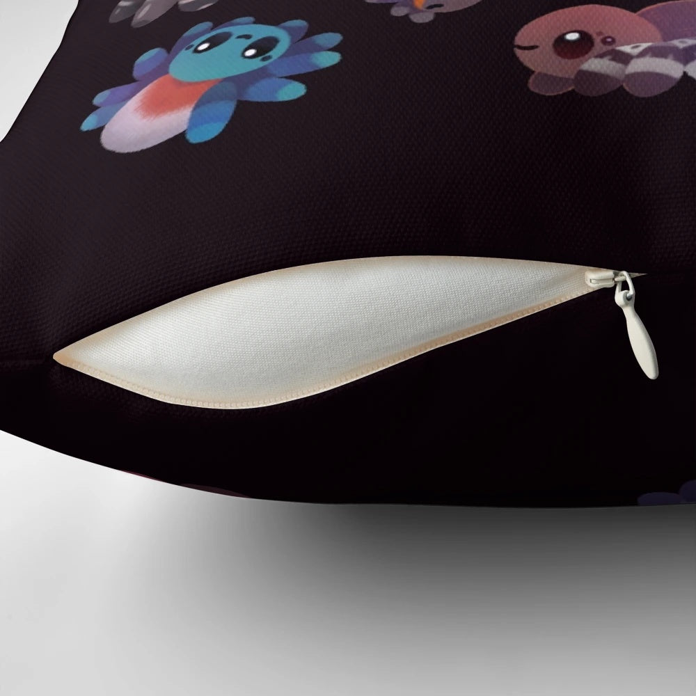 A dark-colored, tarantula-themed decorative pillow for a cozy, nature-inspired home.