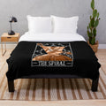 Dark plush blanket with tarot-inspired spiral "Tarotesque" design
