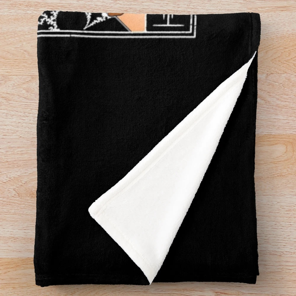 Dark plush blanket with tarot-inspired spiral "Tarotesque" design