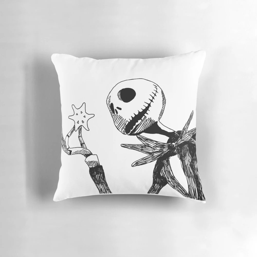 Dark-themed Jack Skellington pillow from the classic Tim Burton animation "The Nightmare Before Christmas"