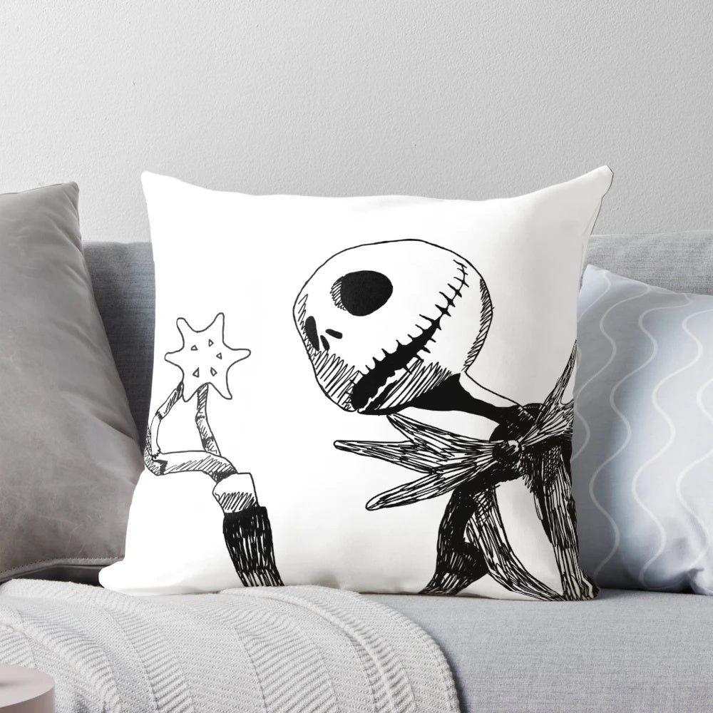 Dark-themed Jack Skellington pillow from the classic Tim Burton animation "The Nightmare Before Christmas"