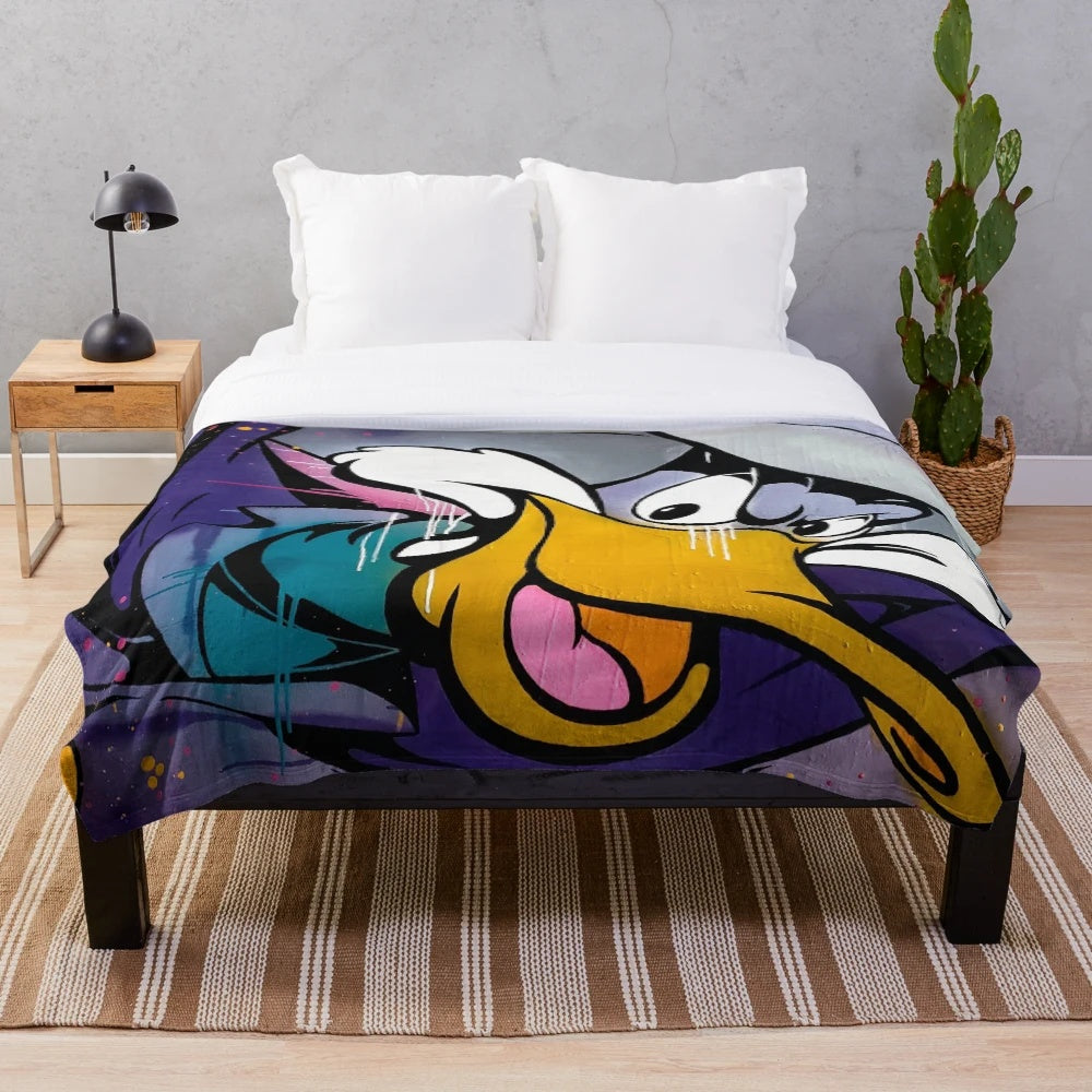 Darkwing Duck inspired plush blanket featuring the cartoon character