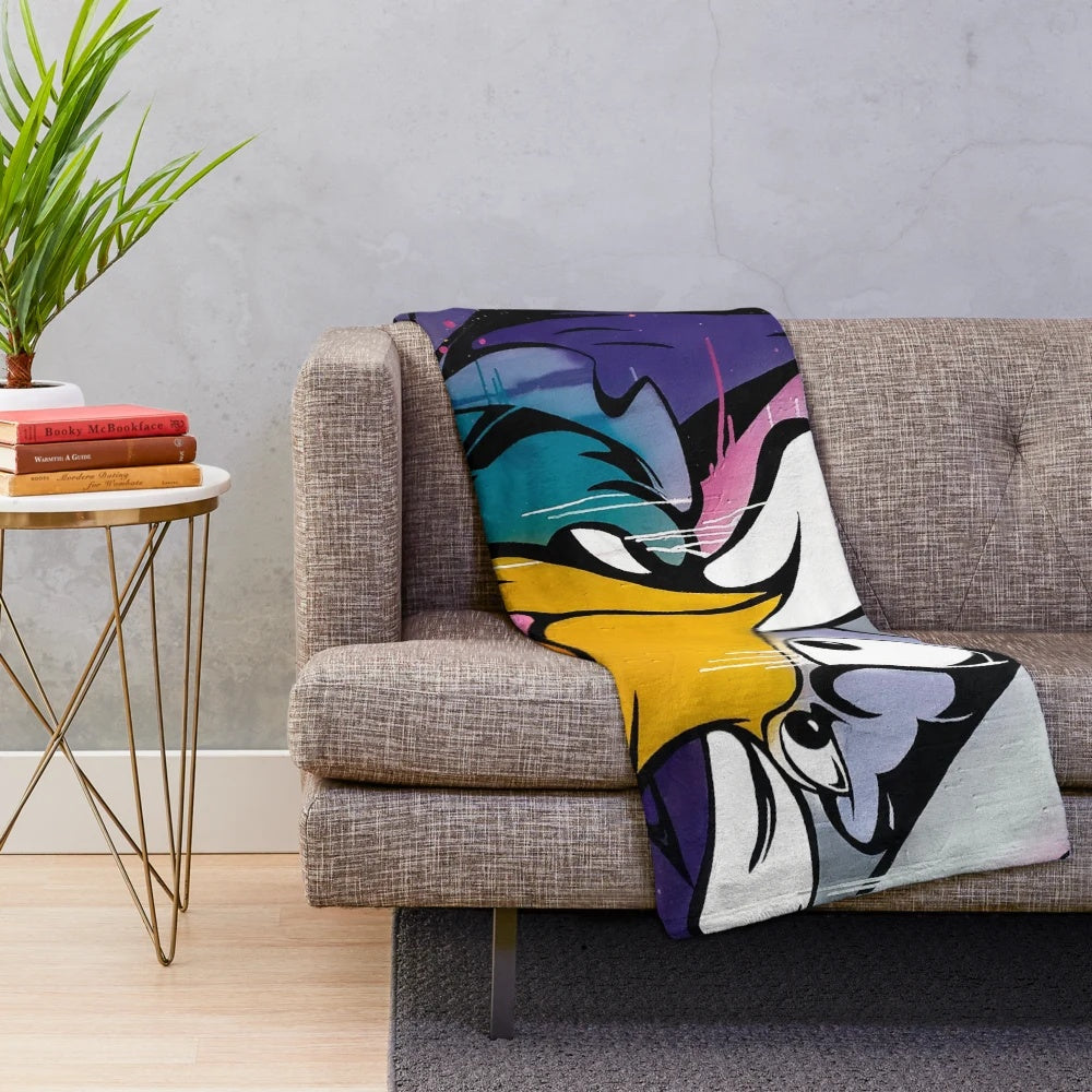 Darkwing Duck inspired plush blanket featuring the cartoon character