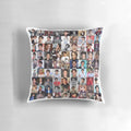 A collage of images featuring Darren Criss as Blaine Anderson from Glee and other pop culture references printed on a high-quality throw pillow.
