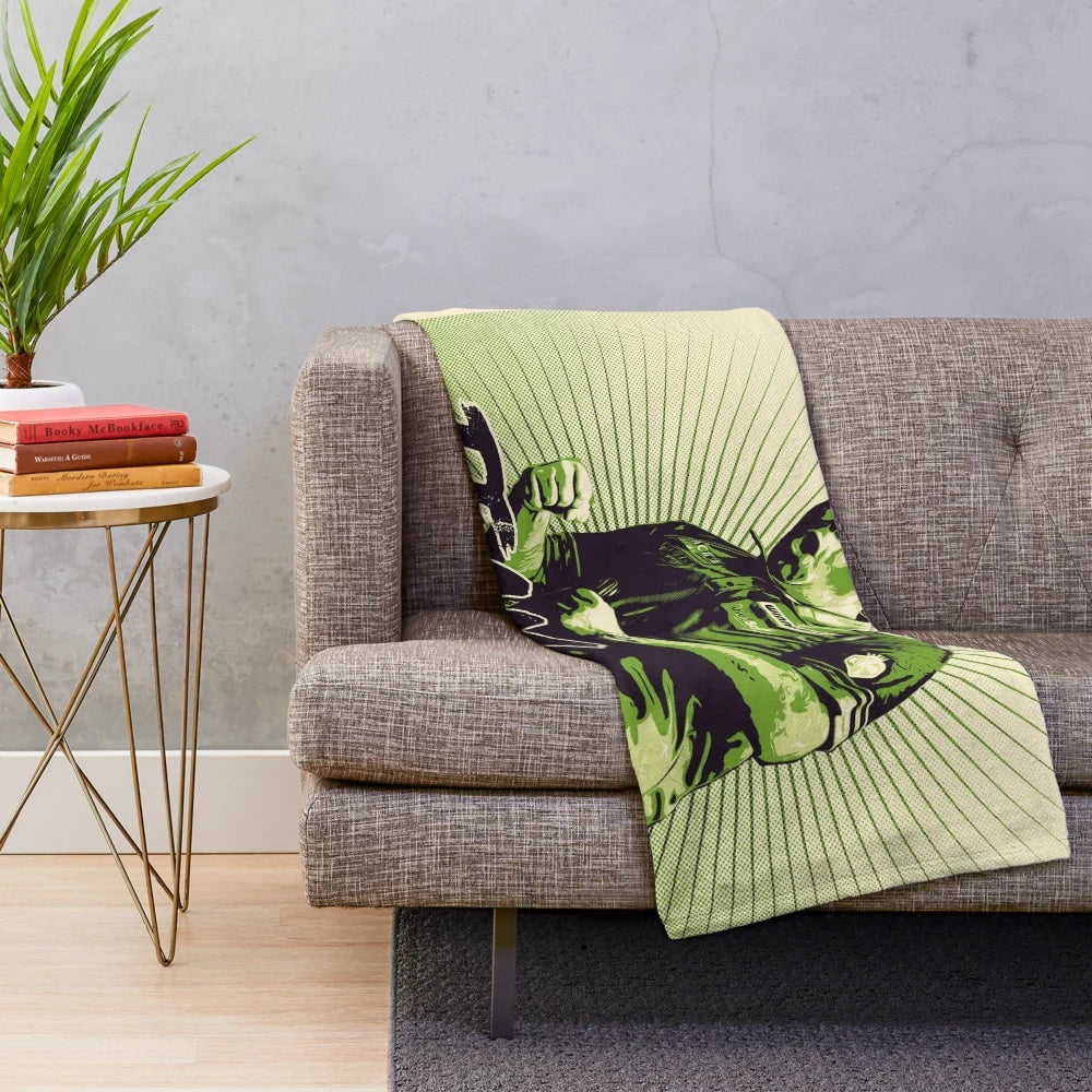 Plush blanket featuring Michael Van Gerwen darts design