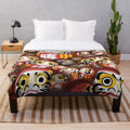 Daruma dolls plush blanket with Japanese cultural design