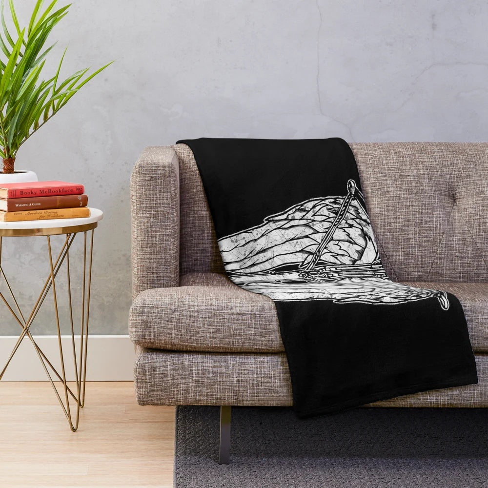 Daryl Dixon-inspired plush blanket with angel wings and crossbow design