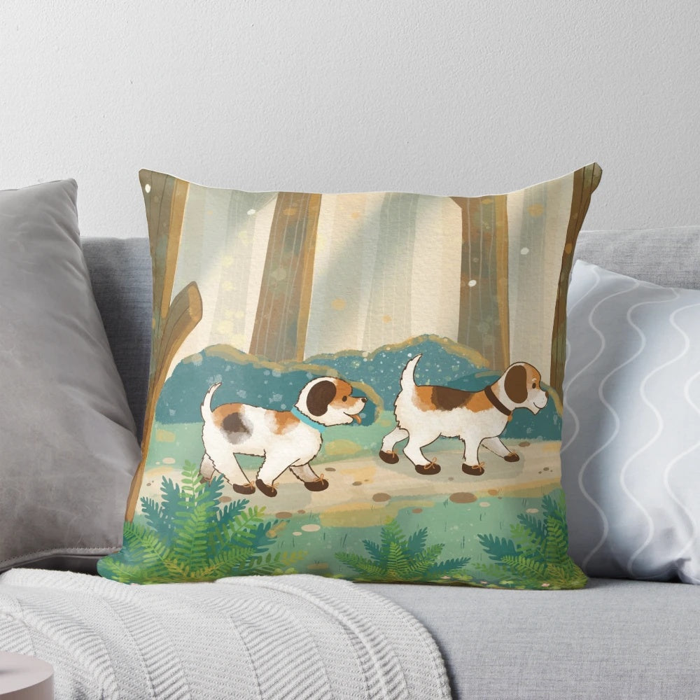 Two Little Dogs Welsh Nursery Rhyme Pillow