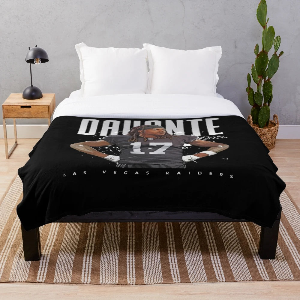 Davante Adams Inspired Plush Blanket with Raiders Vintage Design