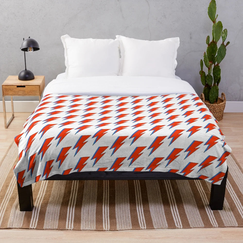 David Bowie-inspired lightning bolt plush blanket