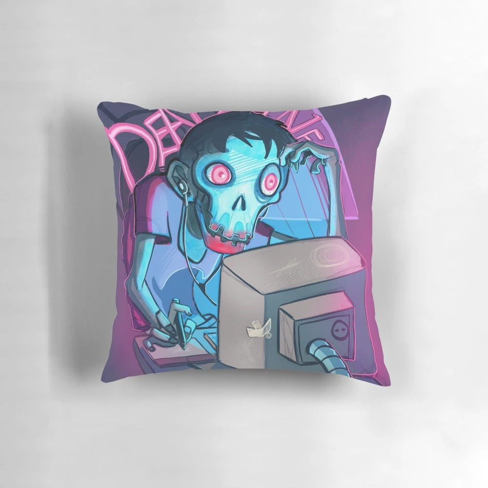Deadline Zombie Pillow - Spooky conceptual pillow design with a horror theme