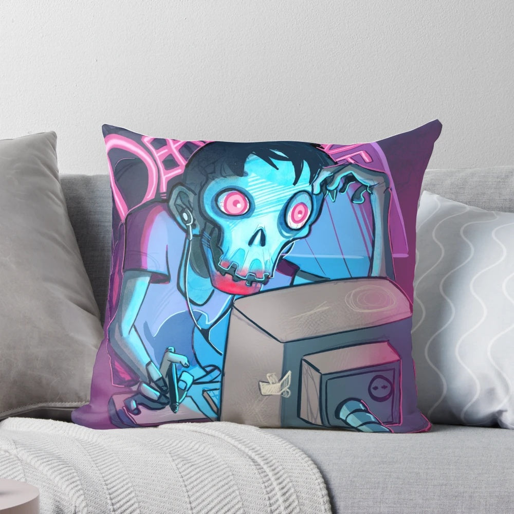 Deadline Zombie Pillow - Spooky conceptual pillow design with a horror theme