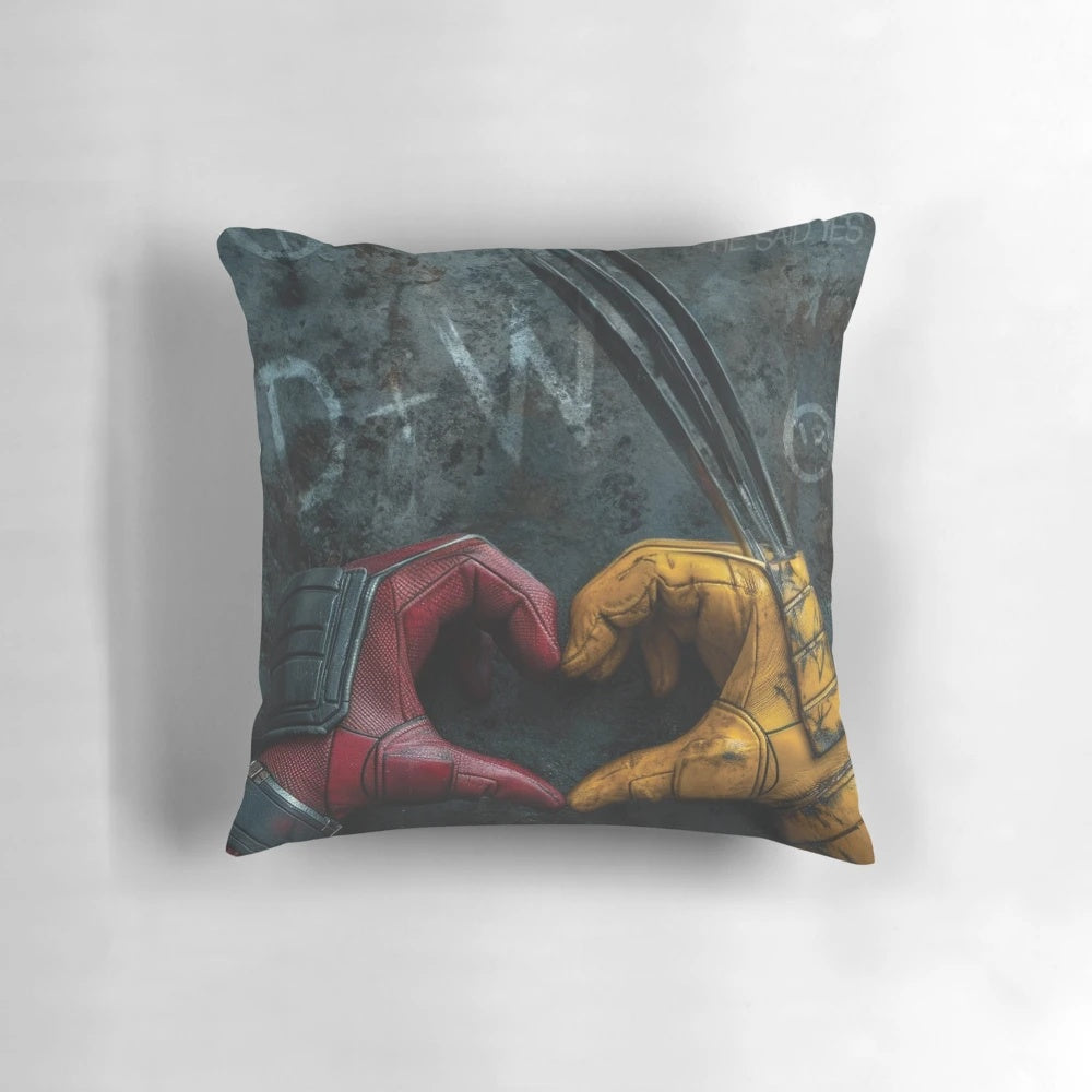 Deadpool and Wolverine Best Friends Heart Shaped Pillow