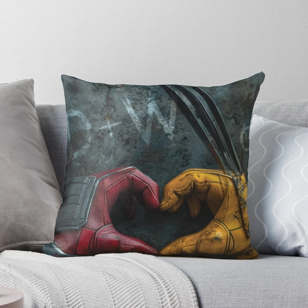 Deadpool and Wolverine Best Friends Heart Shaped Pillow